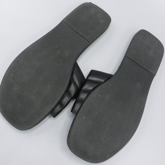 Report Rosalee Puff‎ Slide Sandals Studded Sz 7 Black Faux Leather Square Toe - Picture 8 of 10